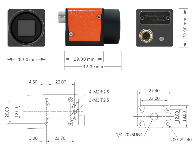 USB 3.0 Industrial Camera Dimensions