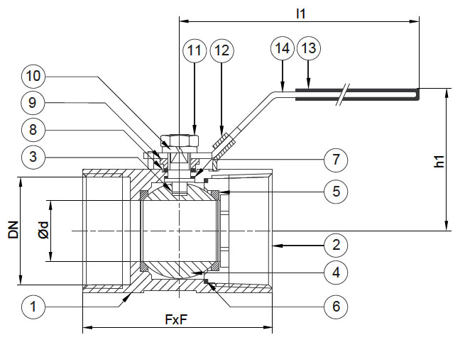 Ball valve dimension