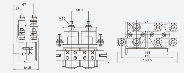 dc reversing contactor 400a dimension