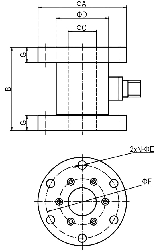 Reaction torque sensor 20 Nm/100 Nm/5000 Nm to 10000 Nm dimension