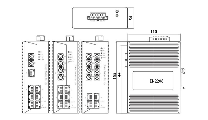 8 Port Unmanaged Industrial Switch EN2208 Dimension