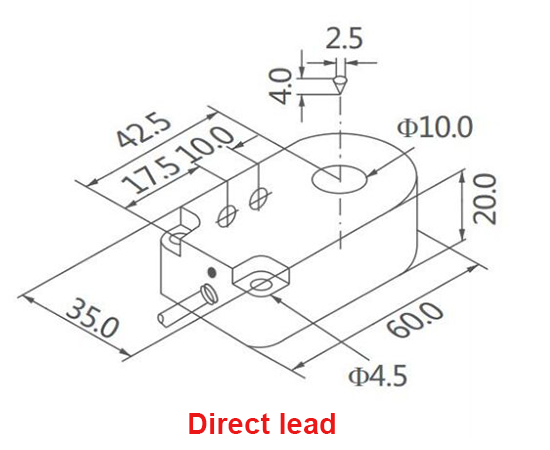 Dimension of 10mm ring type proximity sensor of direct lead wire