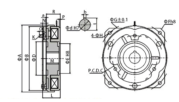 24V electromagnetic clutch dimension