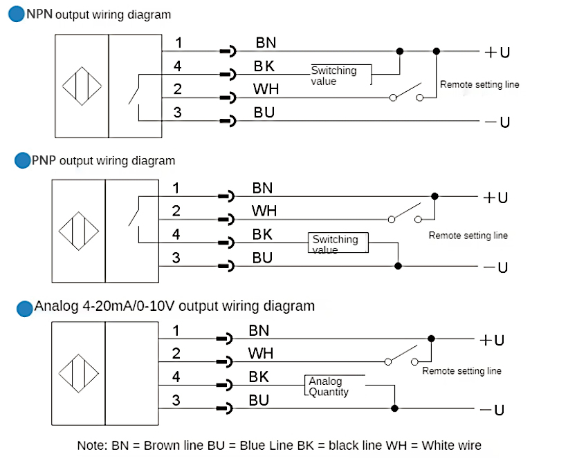 200-2000mm ultrasonic sensor wiring