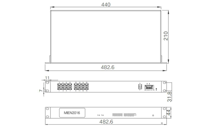 16 Port Rackmount Unmanaged Ethernet Switch Dimension