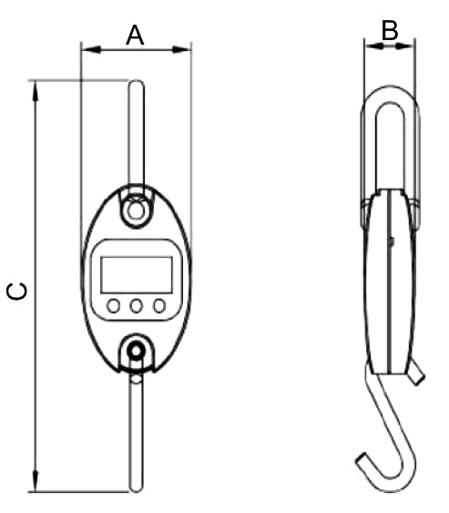 Mini crane scale 30kg/60kg/150kg/200kg/300kg to 500kg dimesional drawing