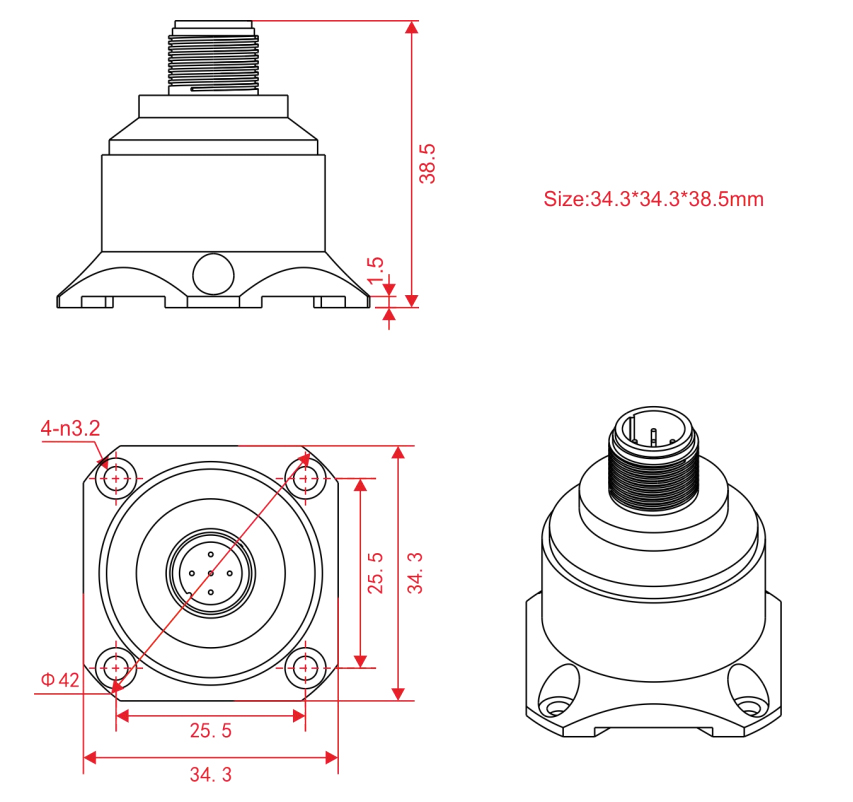 Dimension of accelerometer sensor