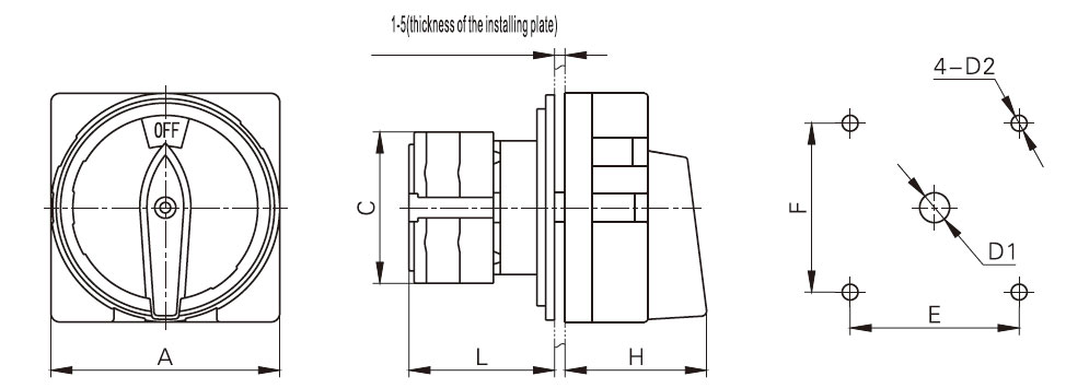 Rotary switch 4-pole dimension