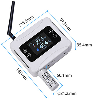 Temperature and humidity transmitter WF7005 dimensional drawing