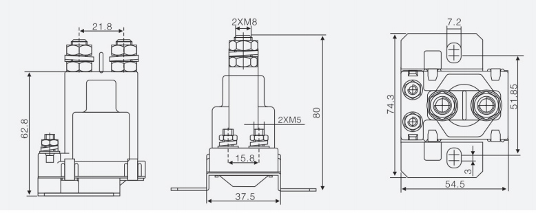 80A DC contactor dimension