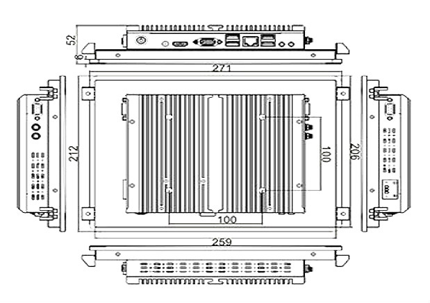 all in one industrial pc dimension