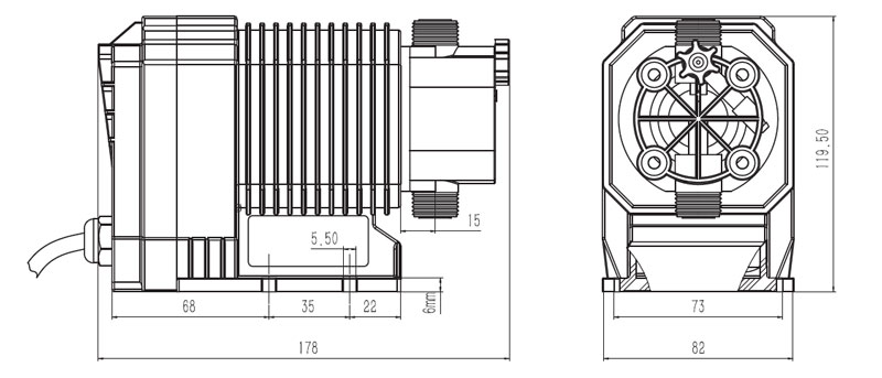 Dosing pump dimension