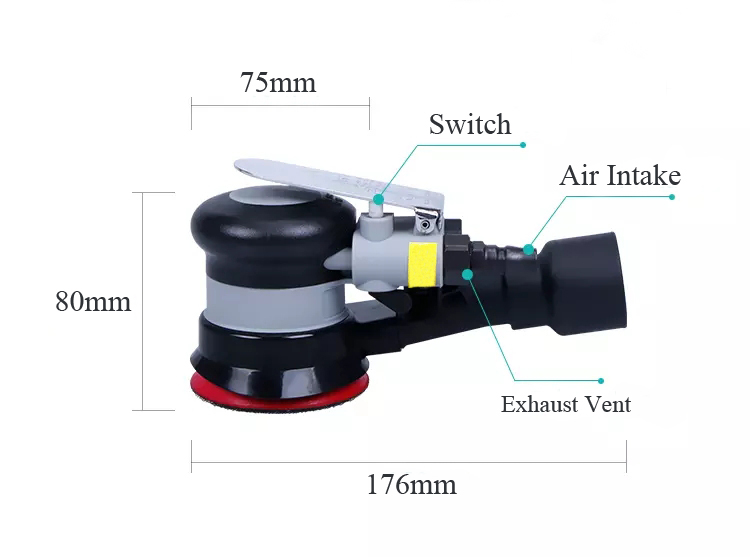 Round Sander Dimension Drawing (Take the sander with 75mm sanding disc as example)