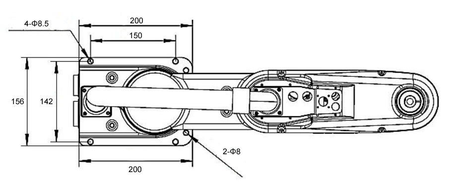 450mm arm length scara robot dimension