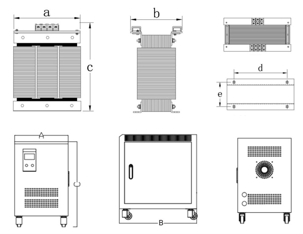 3 phase isolation transformer dimension