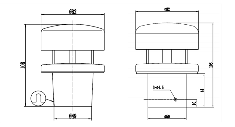 Dimension of Ultrasonic Anemometer for Wind Speed & Direction, 40 m/s