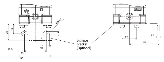 Dimensions of 50~1000 mbar 1/8 inch Proportional Pressure Regulator with L-shape Bracket