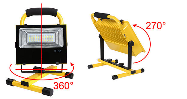 Portable work light rotation angle