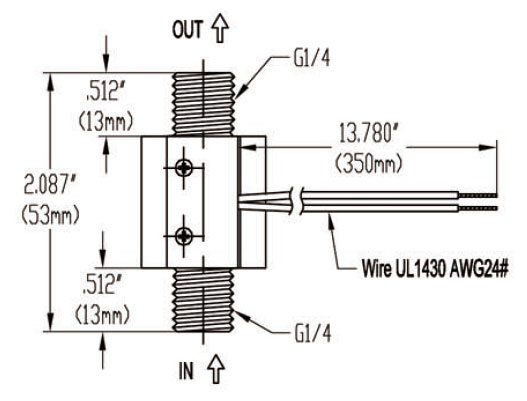 Dimensions of 1/4 inch Water Flow Switch