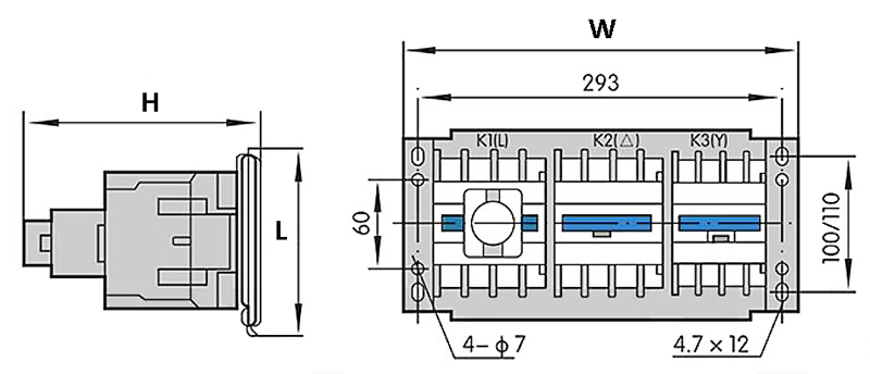 40-95 amp star delta starter wiring dimension