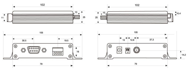 Installation dimension of data transfer unit model 230n37