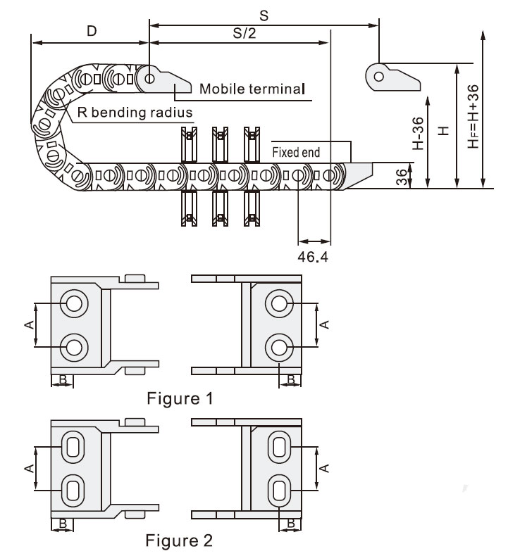 Drag chain 25 x 60mm dimension