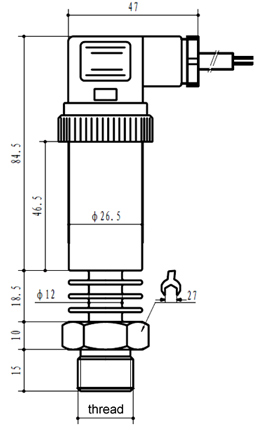 High temperature pressure sensor dimensional drawing