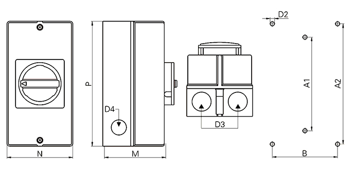 IP65 rotary switch dimension