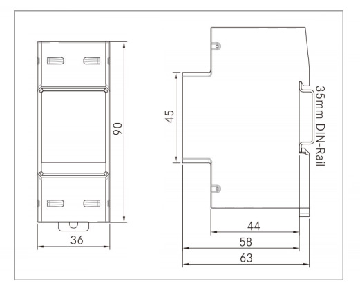 Single phase LCD display energy electric meter dimension