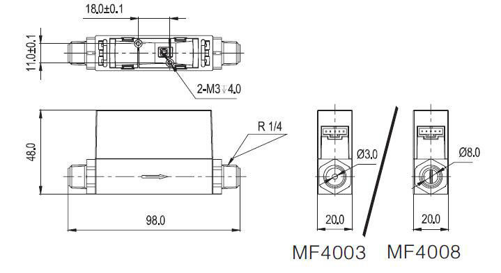 Gas mass flow meter dimensions