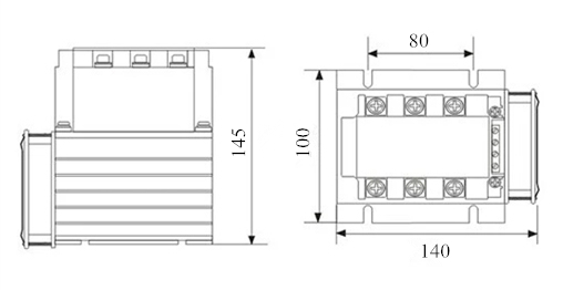 Dimension Drawing of 3 Phase 4-Wire SCR Power Controller