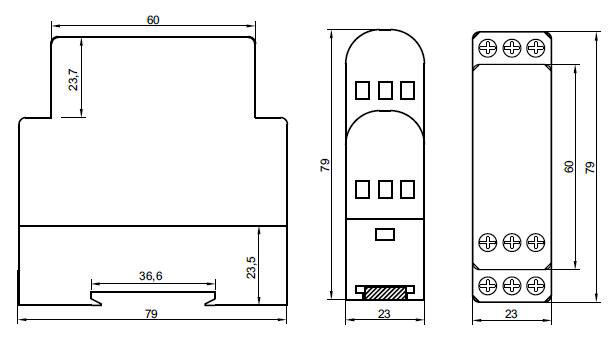 DC Voltage Monitor Relay Dimension