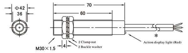 Proximity sensor inductive M30 dimensional drawin