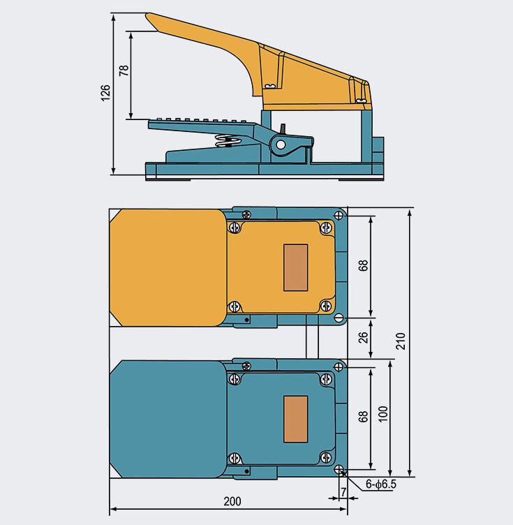 Dimension of foot switch of CFS-702