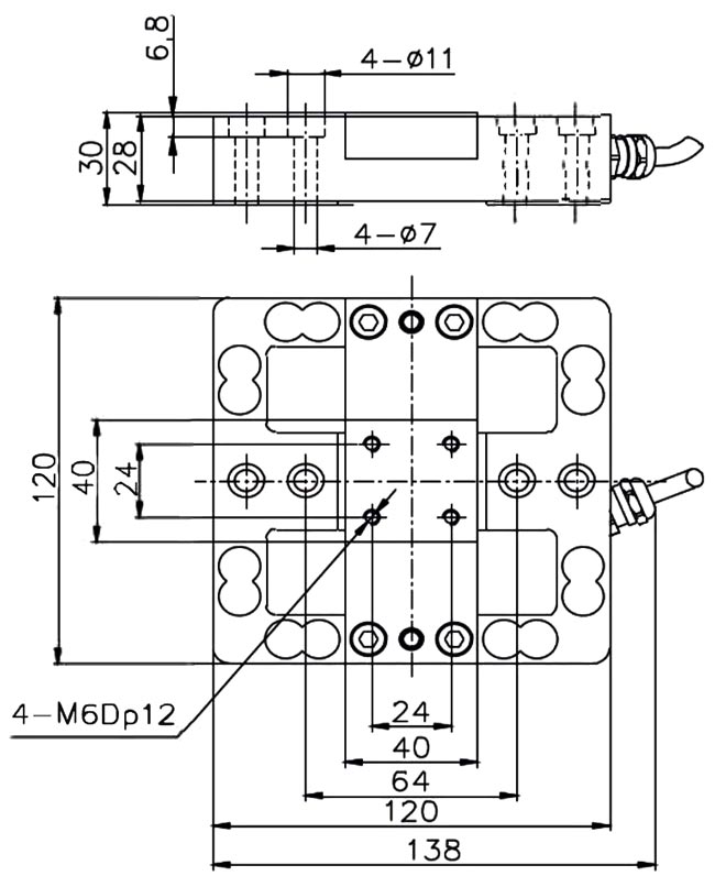 3 axis load cell 50N/100N/200N/500N/1000N/2000N to 5000N dimension