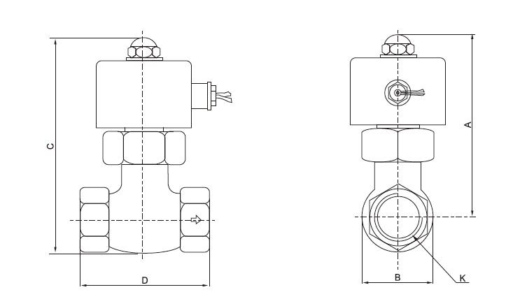 2-Way Steam Solenoid Valve NC Dimensions