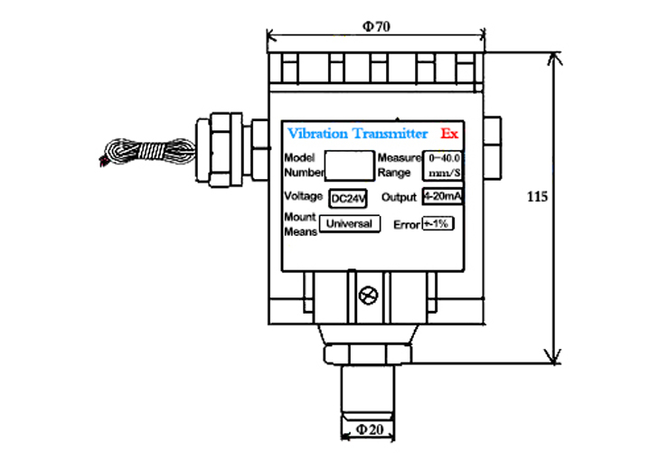 explosion proof vibration transmitter dimension