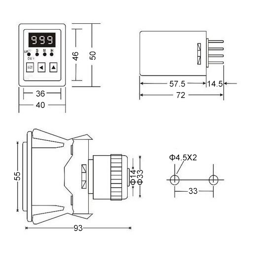 TH300 digital timer relay dimension