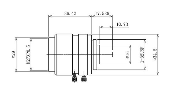 35mm f/2.0 indstrial camera lens dimension