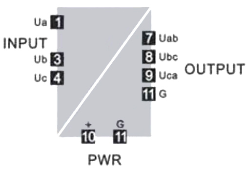 3 phase AC voltage transducer output 0-5V wiring