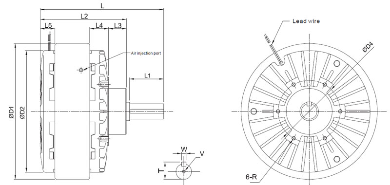 Magnetic particle brake dimension