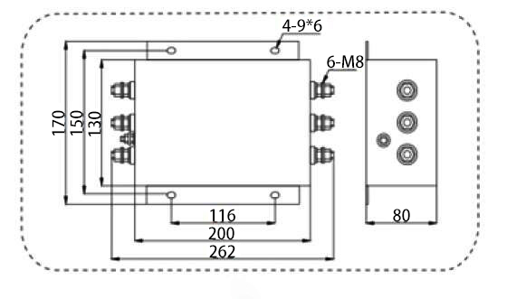 100A 3-phase EMI Line Filter Dimension