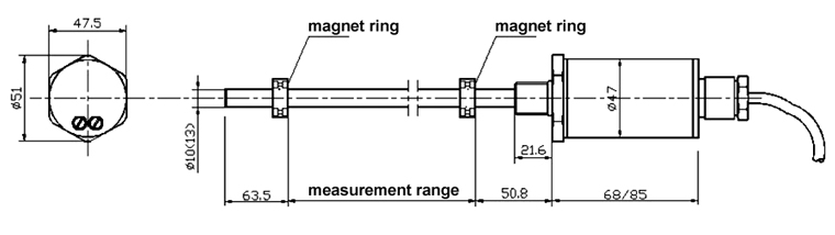 magnetostrictive sensor with explosion-proof connection