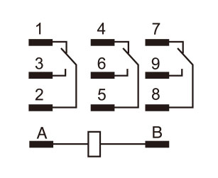 Connection Diagram of 3PDT 12/24/48V Electromagnetic Relay