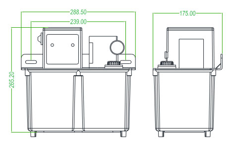 Dimensions of 5L Automatic Oil and Grease Lubrication Pump with Motor