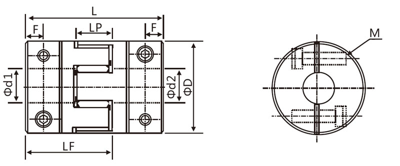 Flexible jaw coupling dimension