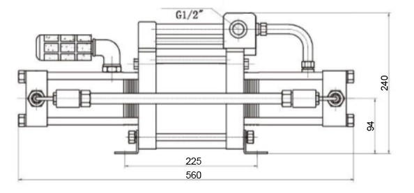 1Dimension of air pressure booster