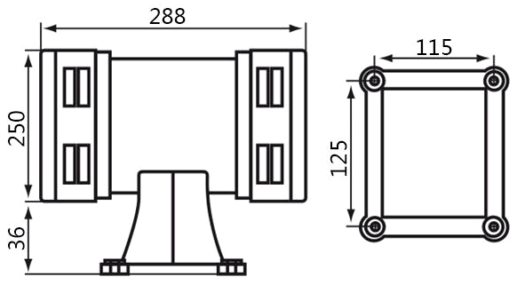 Motor alarm 123dB AC 110V/220V dimension