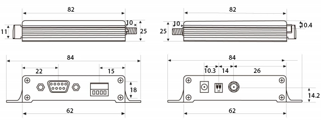 Installation dimension of data transfer unit model 230n27 230n33