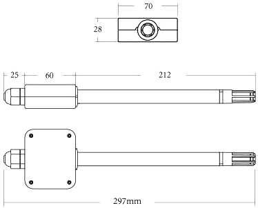 Temperature and humidity transmitter AF1020 dimensional drawing